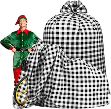 Teling 2 Pcs 80 x 60 in Jumbo Bike Gift Bags Christmas Extra White Black 