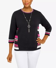 Alfred Dunner Theater District 3/4 Sleeve Sweater w/ Removeable Necklace - 3X