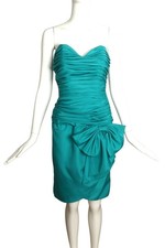 CHRISTIAN DIOR - 1980s Teal Shirred Cocktail Dress, Size 2