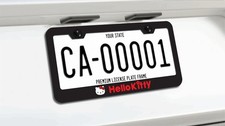 Hello Kitty License Plate Frame Black Premium Metal W Screws Caps