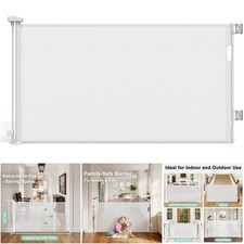 Retractable Baby Gate Indoor Outdoor Mesh Dog Gate 33 Tall White Small