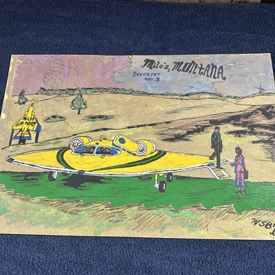 Original Art Walter Stuart Beebe Space Ship Miles Montana Beechjet 400.B WSB4