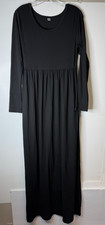 NWOT Women's Medium Black Long Sleeve Maxi Dress Empire Waist with Pockets
