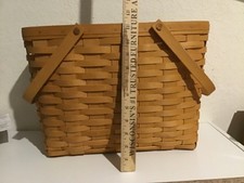 Longaberger 15"w x 11"h rectangular doble mango mercado revista cesta + forro