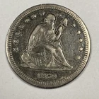 1859 Seated Liberty Quarter .25. Near Extra Fine.