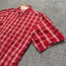Vintage Junction West Dress Shirt Men's XL Plaid Button Up Cotton Red Cropped