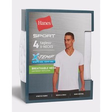 Hanes  Ultimate  Men's 4-Pack X-Temp BREATHABLE Mesh V-neck Tee "TAGLESS 