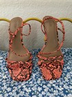 Hot Pink Orange Snakeskin Strappy Mule Kitten Heel Sandals Size 9 Nordstrom — photo 1