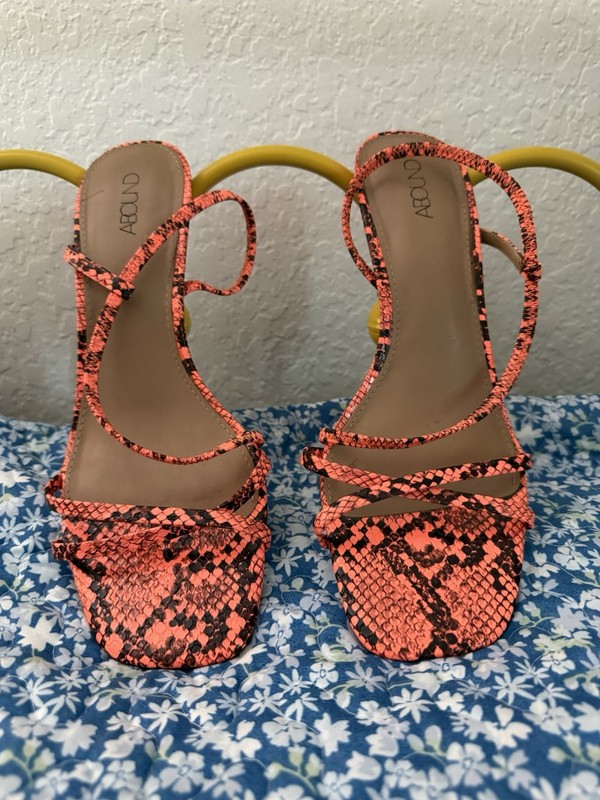 Hot Pink Orange Snakeskin Strappy Mule Kitten Heel Sandals Size 9 Nordstrom