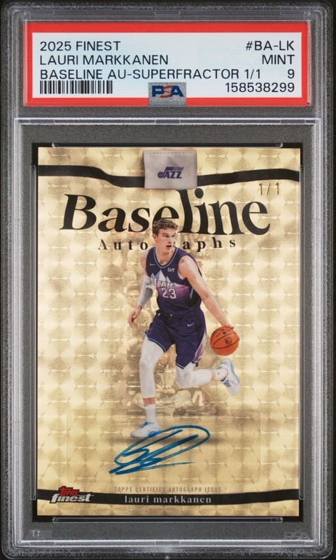 2025 Topps Finest Baseline Autographs, Lauri Markkanen, Superfractor 1/1 (PSA 9)