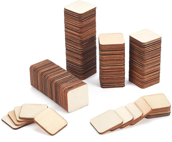 nbeads 300 Stk. Holz Quadratische Scheiben, 1X1Cm Leere HöLzerne Ausschnitte Bas-image