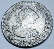 1780 VF-XF Mexico Silver 1/2 Reales Genuine Antique Spanish Colonial 1700 s Coin