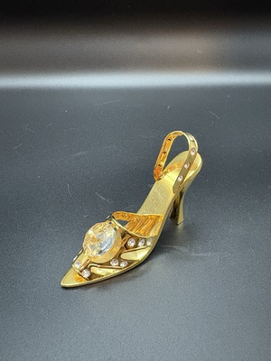 #ad Swarovski Miniature High Heel Shoes Crystal Gold Plated $25.00