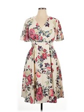 Modcloth Ivory Pink Rose Empowered Outlook A-Line Dress XL Elegant Garden Tea