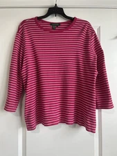 Lauren Ralph Lauren Women’s Pink and White Striped 3/4 Length Top 3X