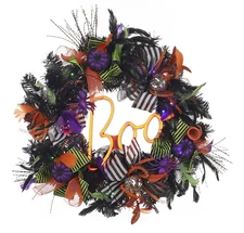 Member's Mark Halloween 26" Pre-Lit Neon BOO Wreath Front Door Decor
