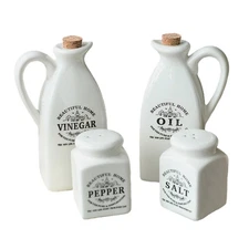 Pack of 4 Ceramic Condiment Dispensers Set with Lid for Freshing Seasoning