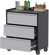 3-Drawer Rolling Steel Tool Cabinet with Wheels for Garage, Warehouse  Office