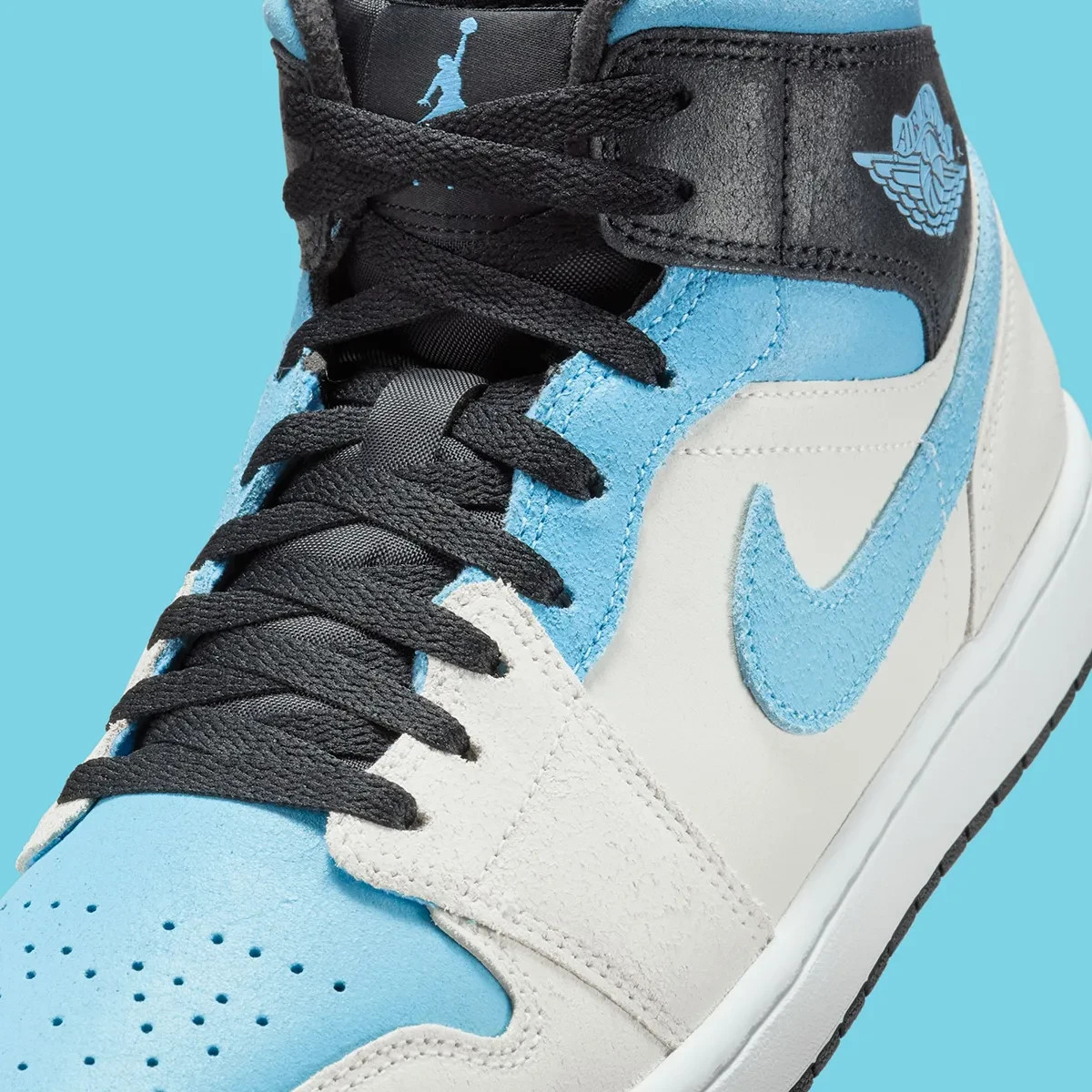 Nike Air Jordan 1 Mid SE Shoes Summit White Blue Chill Black