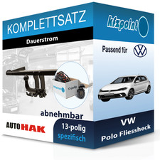 Für VW Polo Fliessheck 17- AUTO HAK Anhängerkupplung abnehmbar + 13polig E-Satz