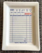 Vassoio portagioie Fishs Eddy Guest Check Pop Art ristorante bianco dimensioni 6 3/4” x 5”