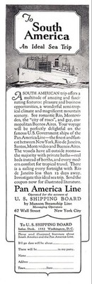 1925 Pan America Line: To South American An Ideal Sea Trip Vintage Print Ad