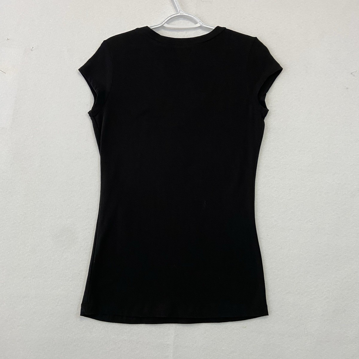 Susie Rose black V-Neck Embellished Tee W/ Rhinestone Design Women Size XL 15/17 View 2
