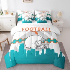 Erosebridal 7 Pcs Comforter Set Twin Size Football Bed in a Bag Flat Fitted