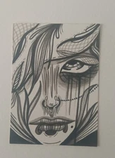 OOAK ACEO Figurative Art Card, Girl Art By ESS22, 3.5 x 2.5 in., Unframed