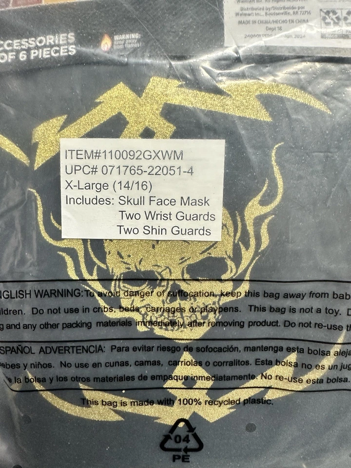 Fantasia de ninja masculina Way To Celebrate Skull. Tamanho XL (14-16). Novo com etiquetas. - Imagem 3 de 3