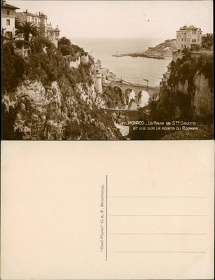 Postcard Monaco LE RAVIN DE STEDEVOTE ET QUE SUR LA POINTE DU ROCHER 1924