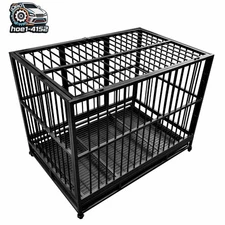 PawHut Metal Kennel Cage with Wheels and Crate Tray for Pet Dog Black