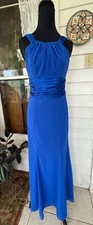 Vintage Davids Bridal Royal Blue Formal Maxi Dress Satin Chiffon Size 4