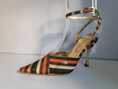 RED OR DEAD DESIGNER UK 4 EU 37 WOMENS STRIPPED RAINBOW STRAPPY HEELS SANDALS - Image 1 of 4