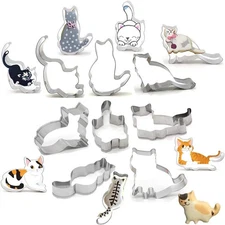 8 PCS Cat Cookie Cutter Set Stainless Steel Cat Cookie Cutters Shapes Candy Food