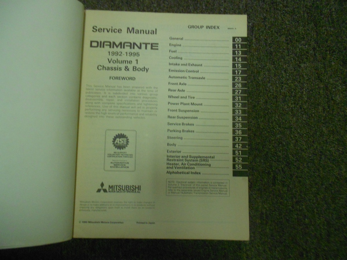 1992 1995 MITSUBISHI Diamante Service Repair Shop Manual FACTORY 