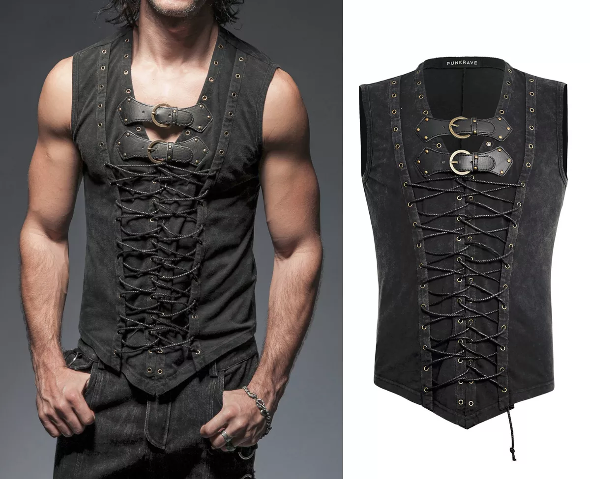 Punk Rave T-Shirt Mens Top Steampunk Gothic visual kei Vest Sleeveless Tank  T421