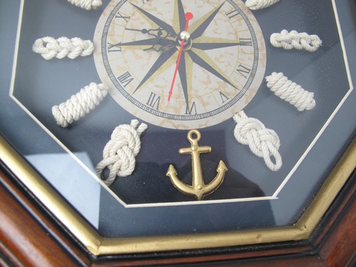 Nautische achteckige Shadowbox Knoten Uhr 11" muss funktionieren - Bild 4 von 10