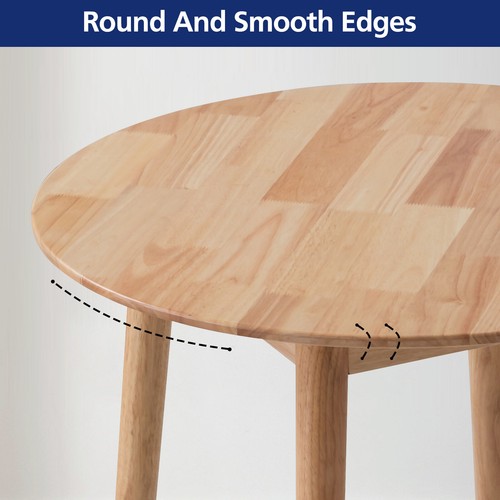 100cm Wooden Round Dining Table for Kitchen Cafe Restaurant Natural Wood - Picture 3 of 7
