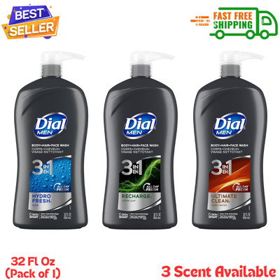 Dial Men 3in1 Body, Hair and Face Wash, 3 Scent,  32 Fl Oz (Pack of 1)...