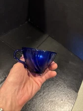 63) Duralex Vereco France Rivage Cobalt Blue Glass Swirl Tea Cup REPLACEMENT
