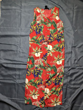 Carole Little Dress Women's 8 Red Vtg Hawaiian Full Length Sleeveless Floral