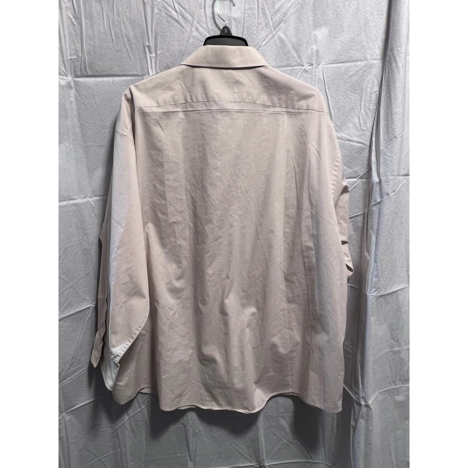 Camisa de vestir Peter Kent Miami abotonada clásica de popelina beige 18-33 grande Foto 2 de 4