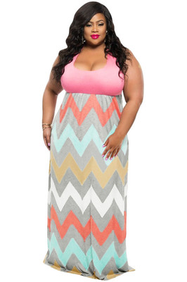 Langes Kleid Mehrfarbig Übergrößen Curvy Formosa Plus Size Dress XXXL