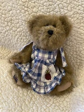 BOYDS BEAR SUGAR BEARY JAM #02004-31 6"Brown Plush Blue Gingham Dress 2004 🧸