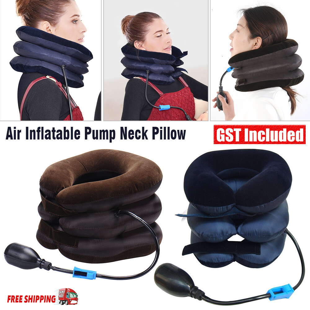 AU Air Inflatable Pump Neck Head Cervical Traction Stretcher Pain