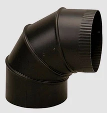 IMPERIAL BM0015 7" Dia. STOVE PIPE ELBOW 90° ADJUSTABLE Black 24 Gauge Steel
