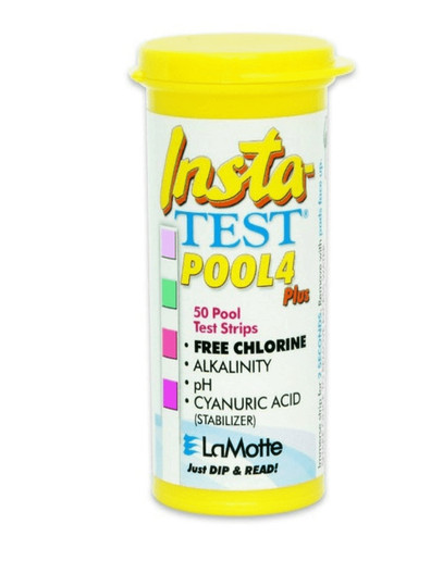 TEST 50 STRISCE per controllo di cloro libero, pH, alcalinità, acido cianurico