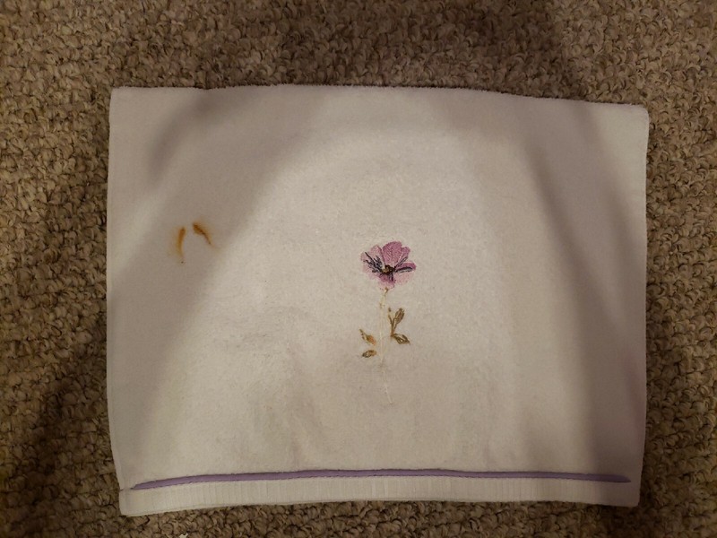 Vintage Saturday Knight Ltd SKL  Hand Towel Lavender Embroidered Flower
