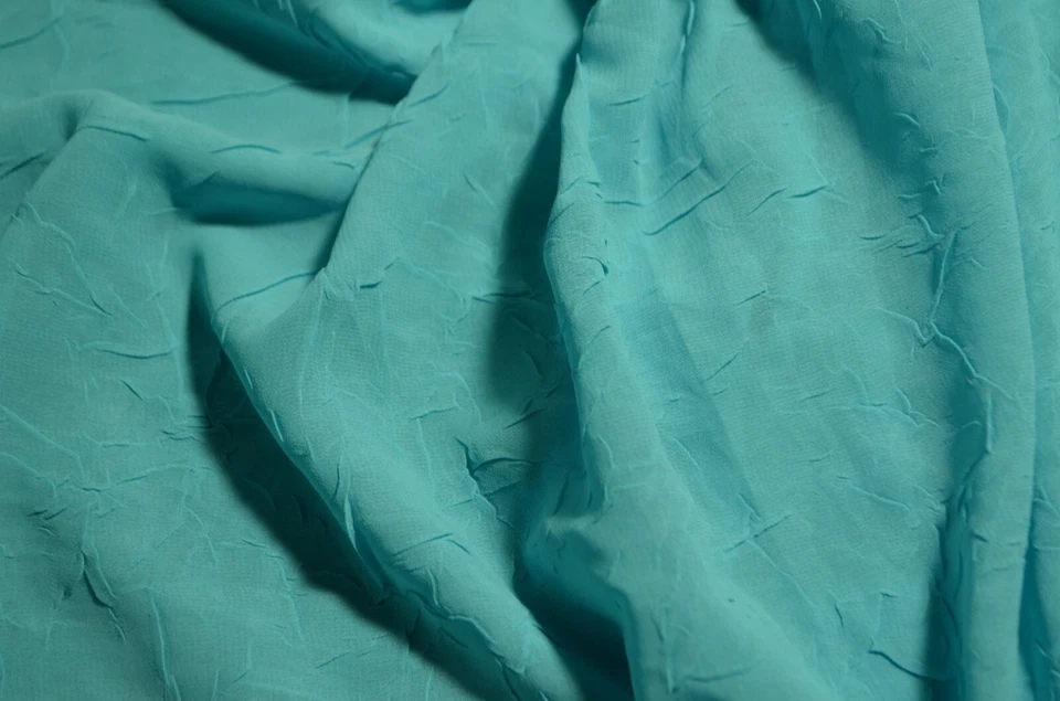 sheer, light turquoise, textured polyester chiffon 46" x 79" (2.19 yds) - Image 2 of 2